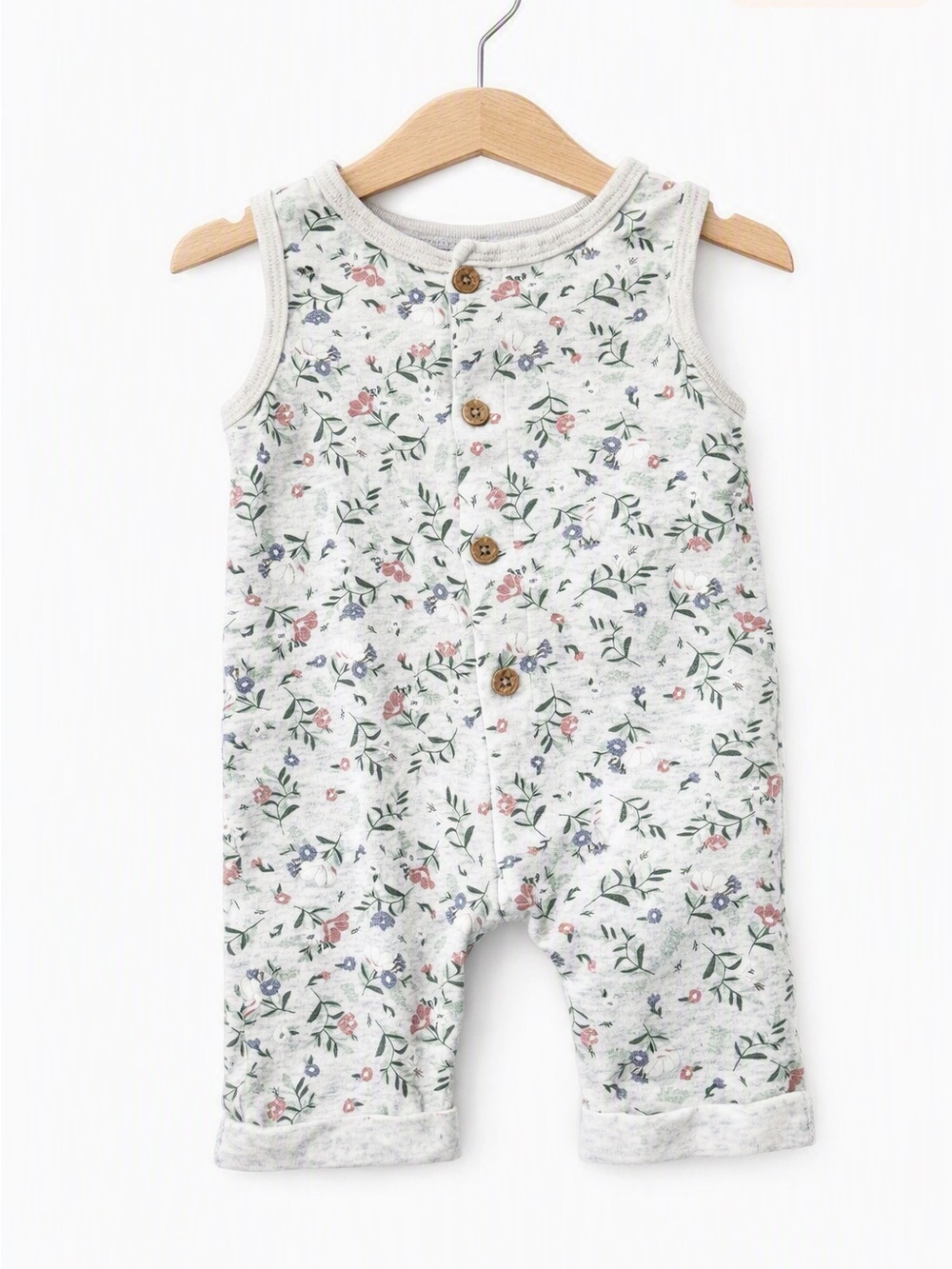 10/$15 Trois Moutons Sleeveless Floral Button-Front Baby Romper
